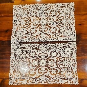Pair Of Elegant Cream Lace Placemats